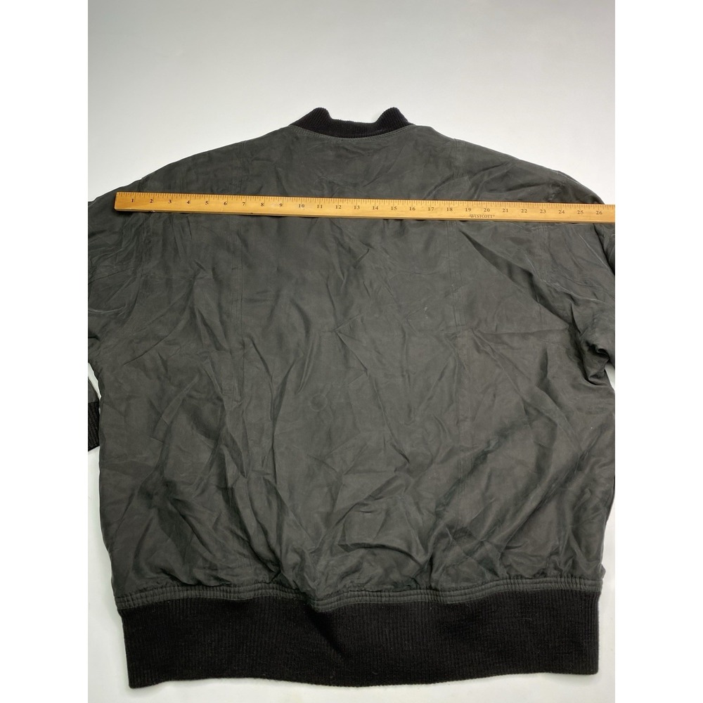 Vintage Head Silk Bomber Jacket Mens Medium Charcoal Grey Full Zip Windbreaker - Picture 7 of 9